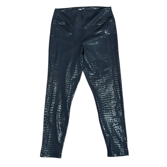 Victoria’s Secret PINK women’s medium black glossy shimmer snake print leggings - Picture 1 of 4